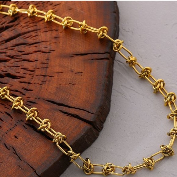 Jewelry - Gold Plated Stainless Steel Paperclip Link Necklace